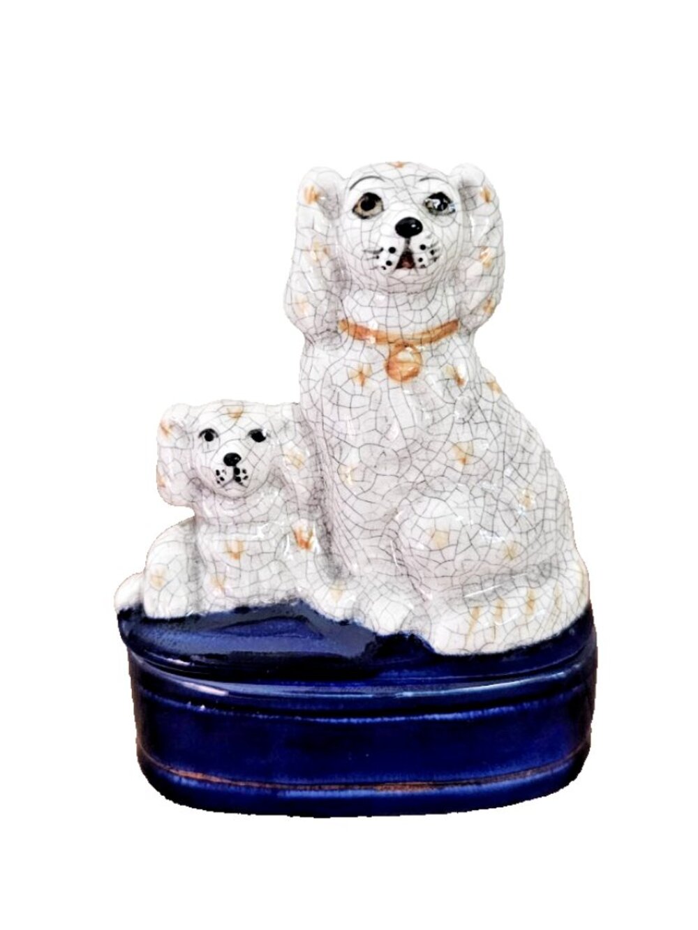 Vintage Fitz & Floyd Staffordshire Style Spaniel Dogs Trinket Box Puppy Jewelry